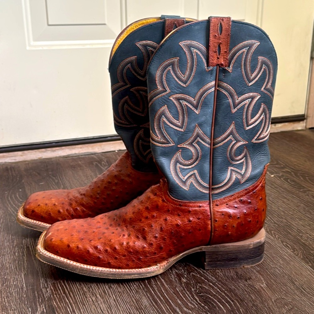 Cavender’s Full Quill Ostrich Cowboy Boots Men’s 12D – Western Exotic Leather
